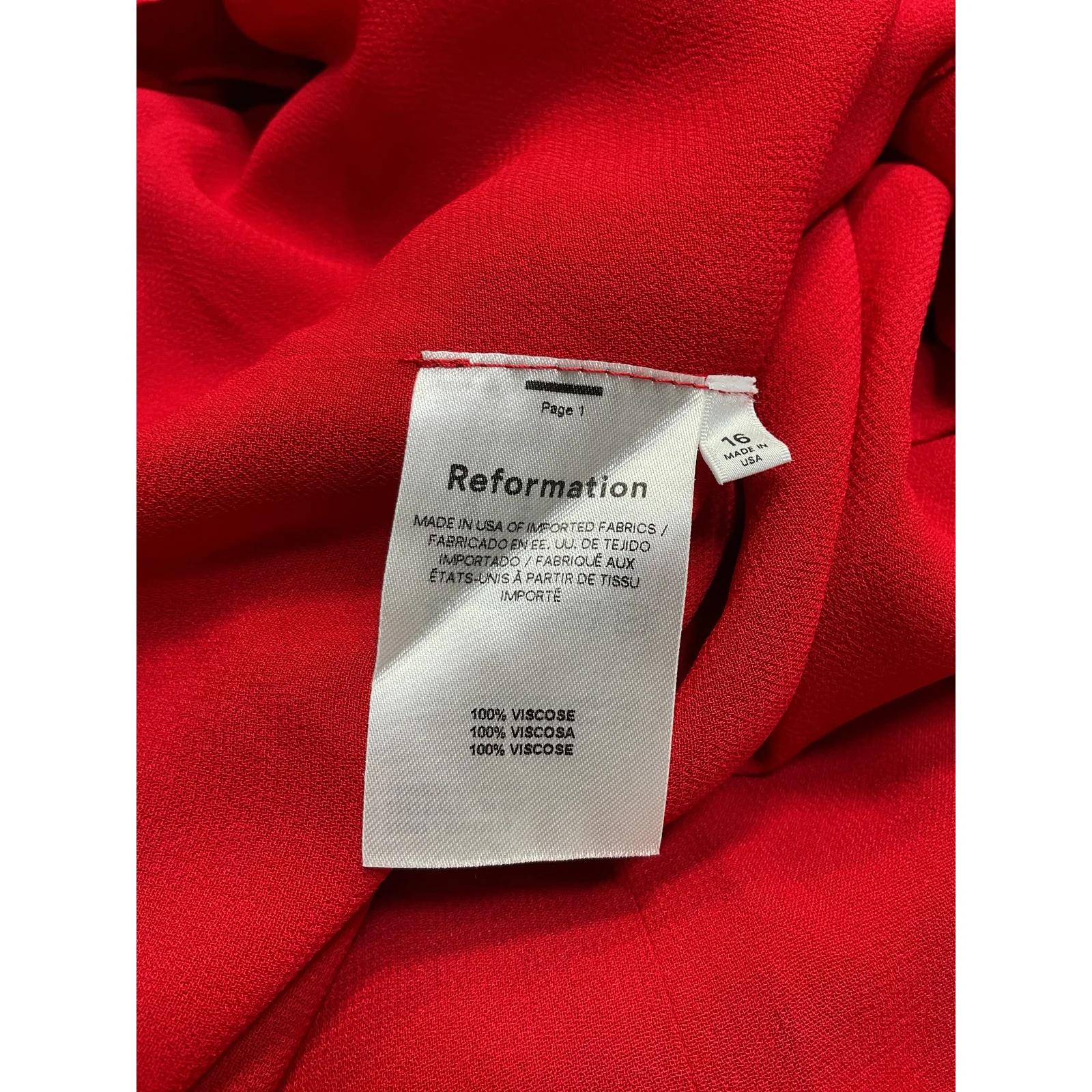 Reformation 'Juliette' Red Dress Size 16 - Image 4