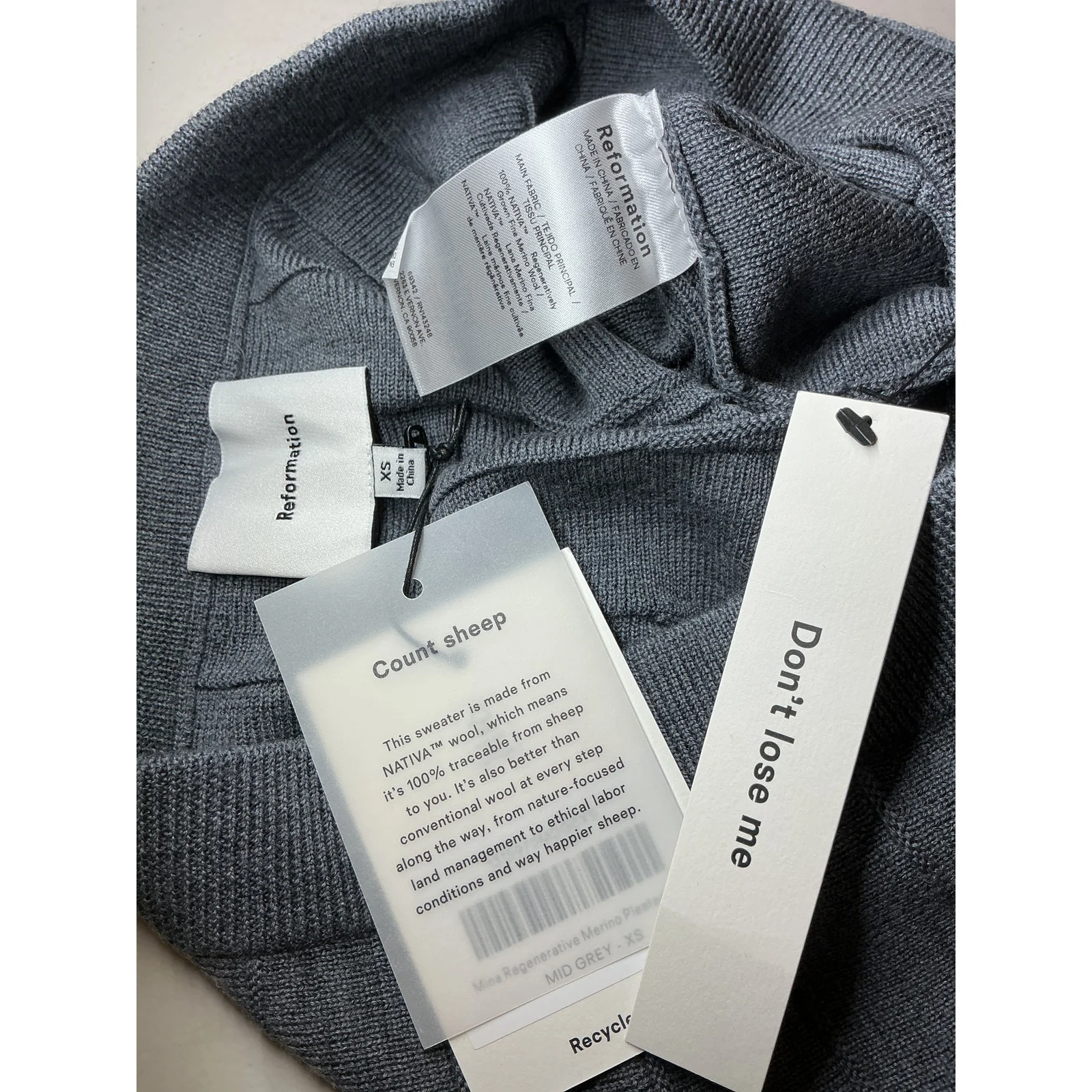 Reformation 'Mina' Grey Regenerative Merino Pleated Skirt Size XS - NWT - Image 4