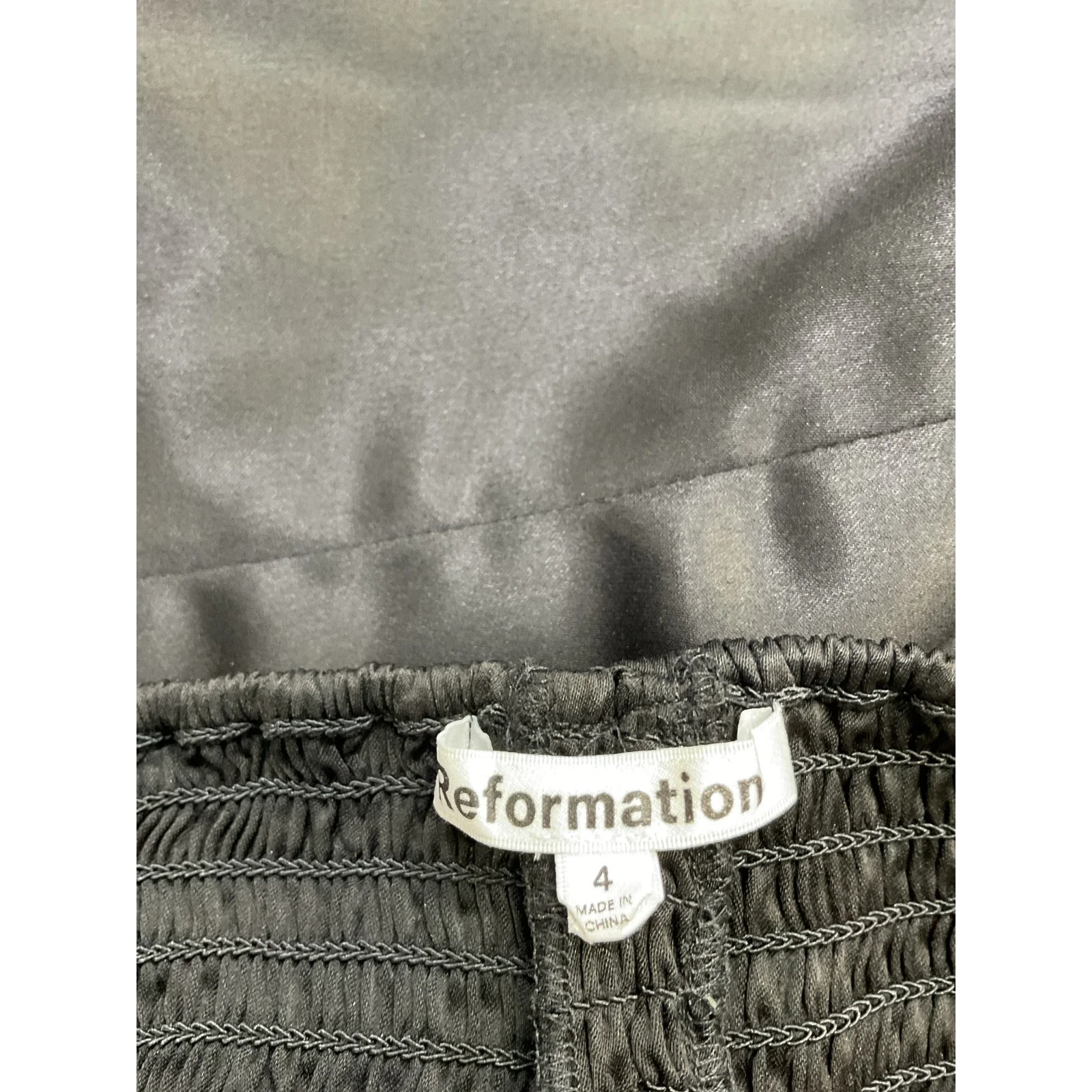 Reformation 'Natalie' Black Acetate Satin Top Size 4 - Image 3