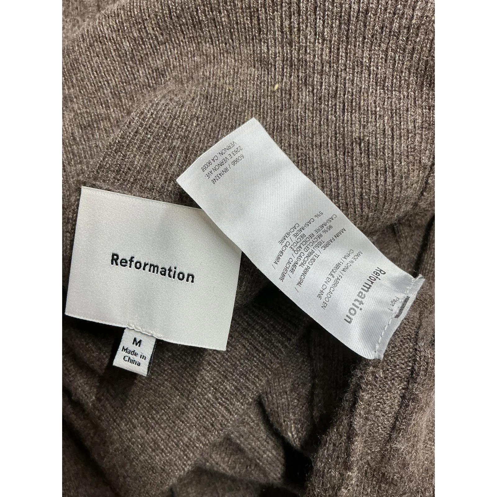 Reformation 'Rowyn' Brown Cashmere Turtleneck Tank Size M - Image 3
