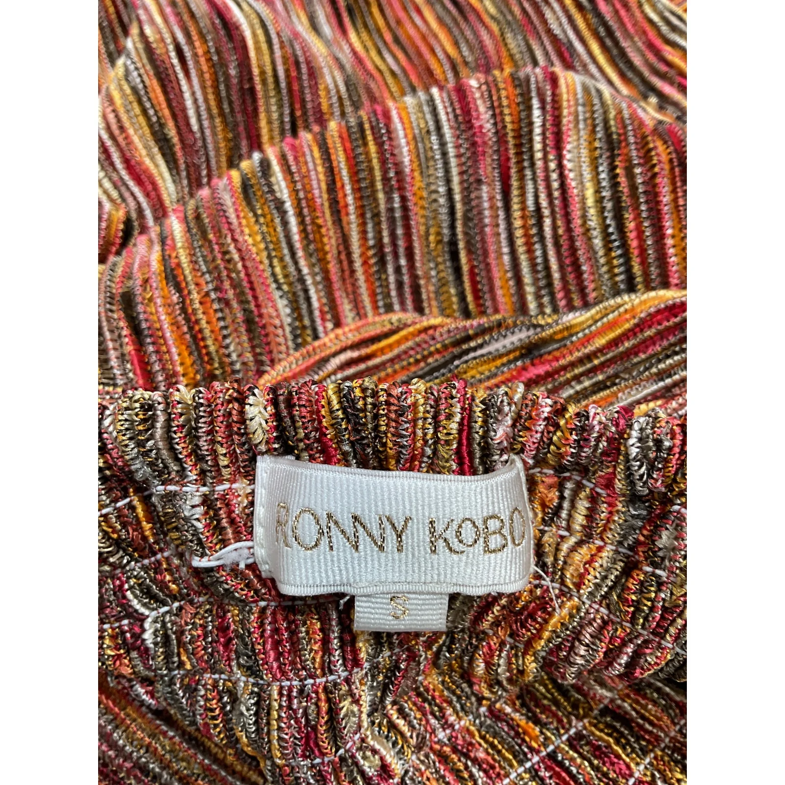 Ronny Kobo 'Swayze' Brown Polyester Marled Knit Crop Top Size S - Image 3