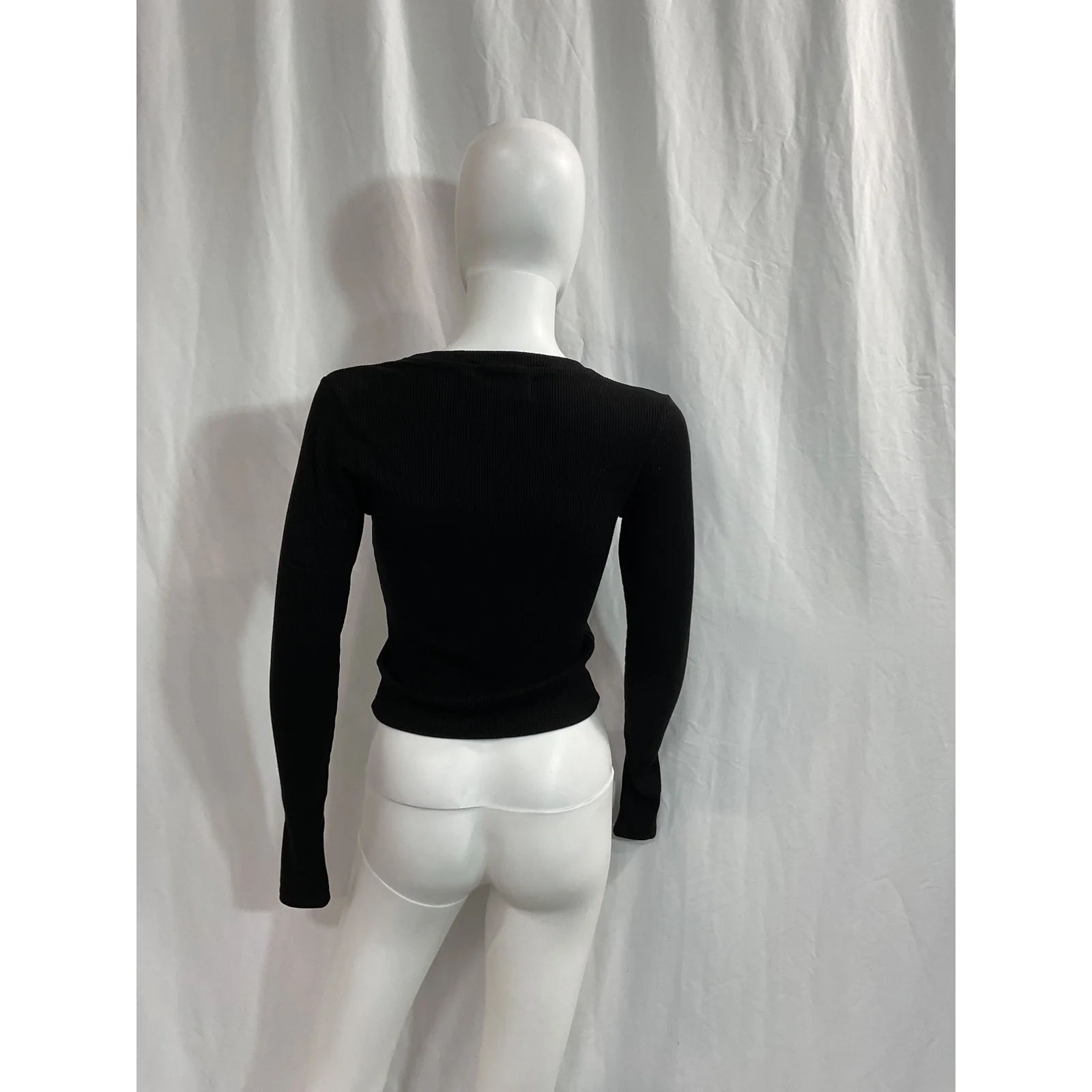 Sprwmn 'Cropped' Black Baby Longsleeve Crewneck Tee Size M - Image 3