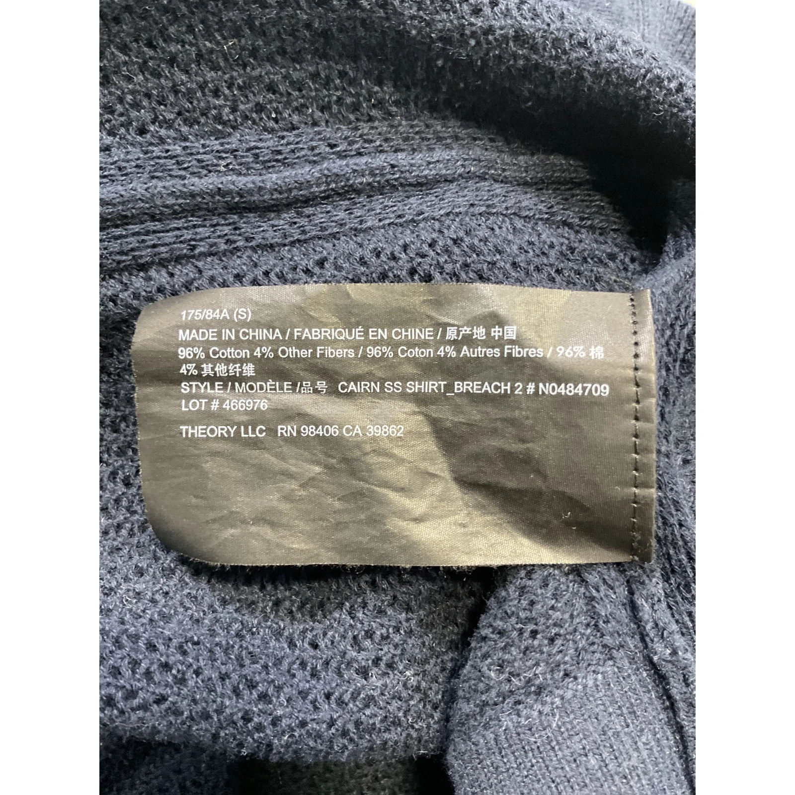 Theory 'Cairn Breac' Black Short-Sleeve Open Shirt Size S - Image 5