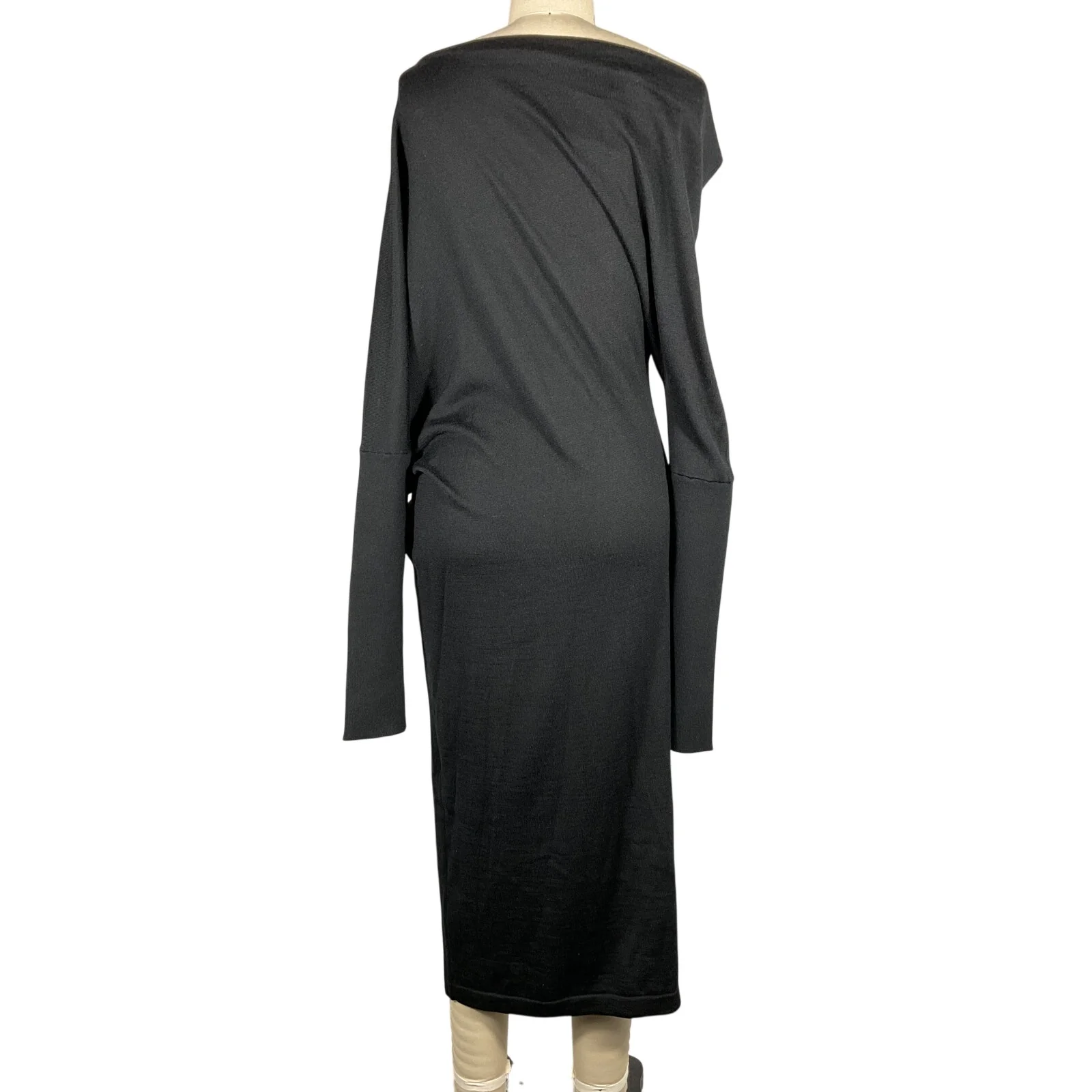Tom Ford Black Cashmere And Silk Off-Shoulder Midi Dress Size M NWT - Image 3