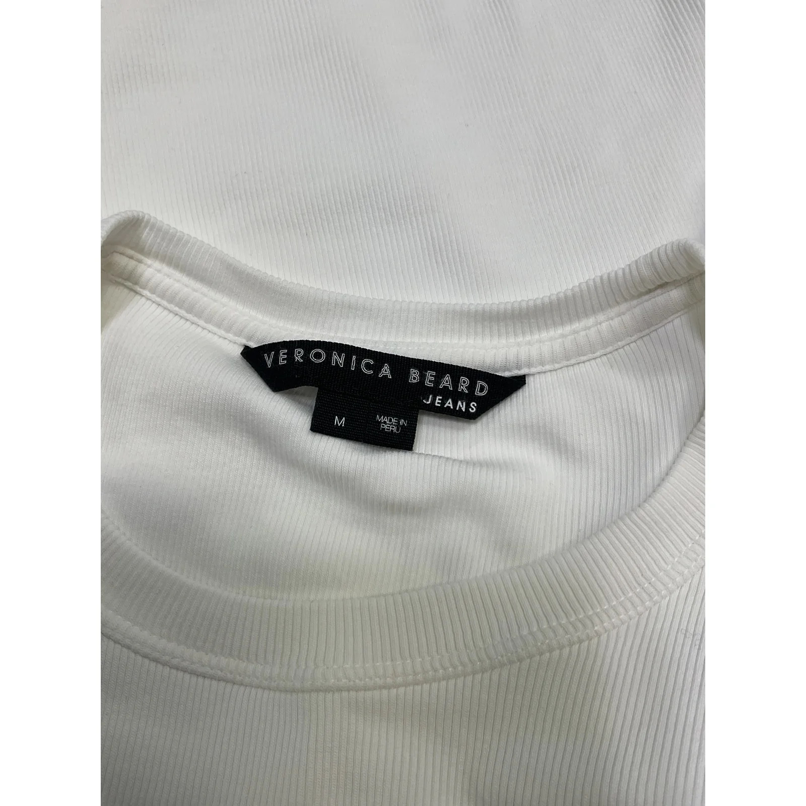 Veronica Beard 'Fawn' White Cotton Mix Media Virago Sleeve Stretch Cotton Top Size M - Image 4