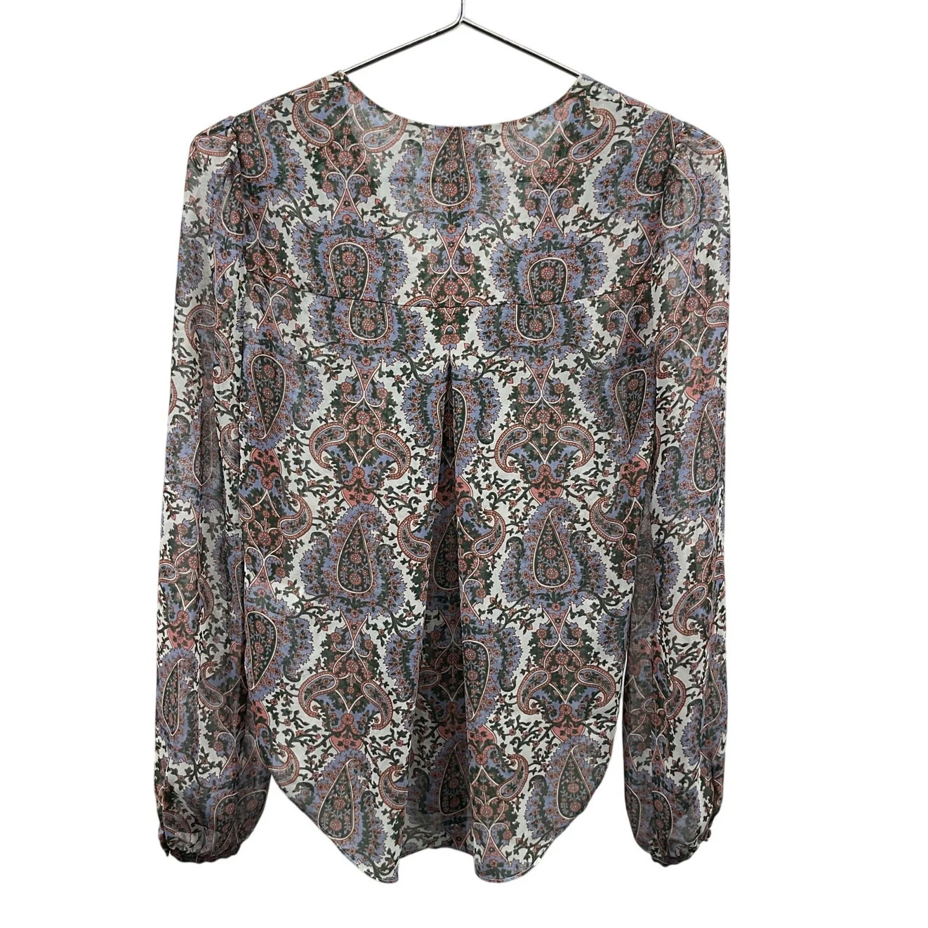 Veronica Beard Sheer Ecru Multi Lowell Paisley Blouse Size 2 - Image 3
