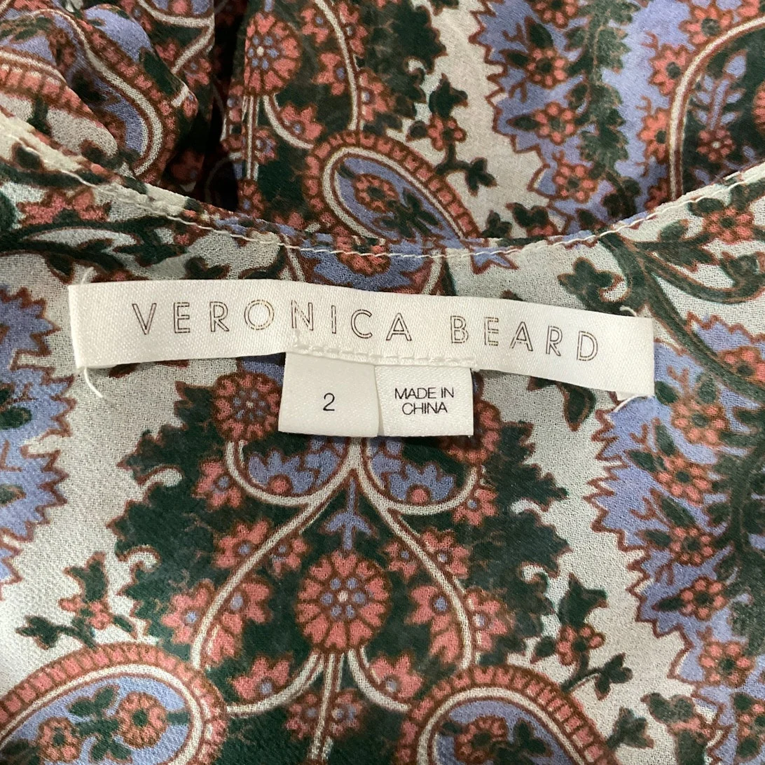 Veronica Beard Sheer Ecru Multi Lowell Paisley Blouse Size 2 - Image 4