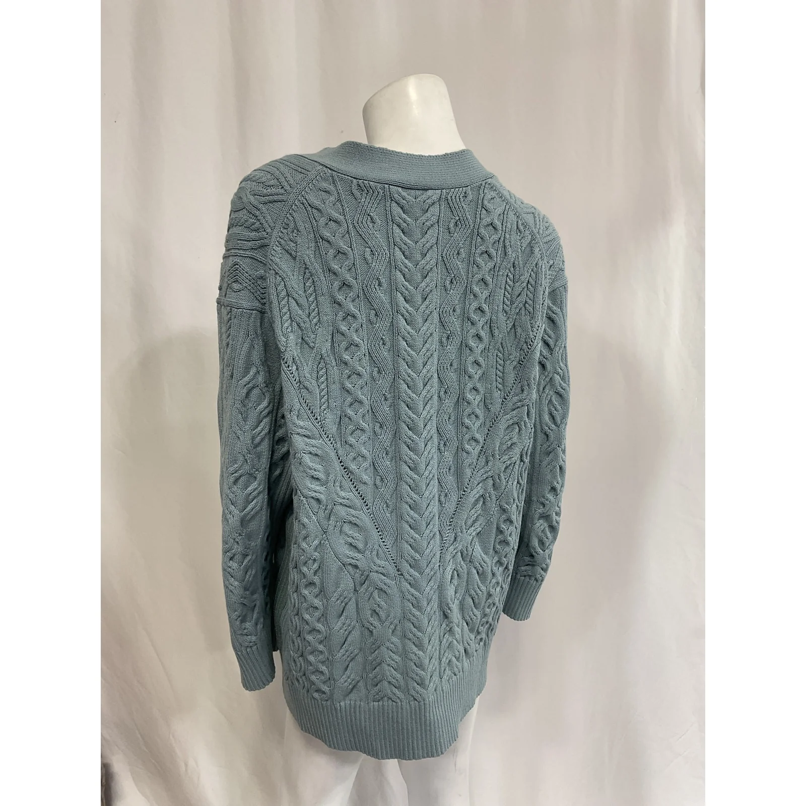 Vince 'Aran' Blue Cable Cardigan Size M - Image 3