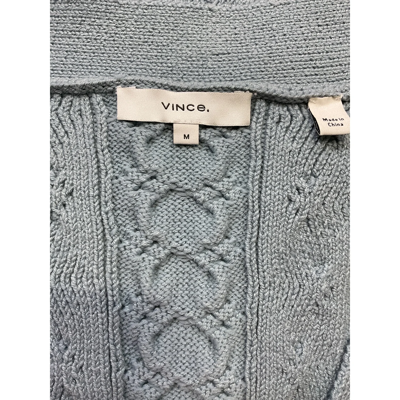 Vince 'Aran' Blue Cable Cardigan Size M - Image 4