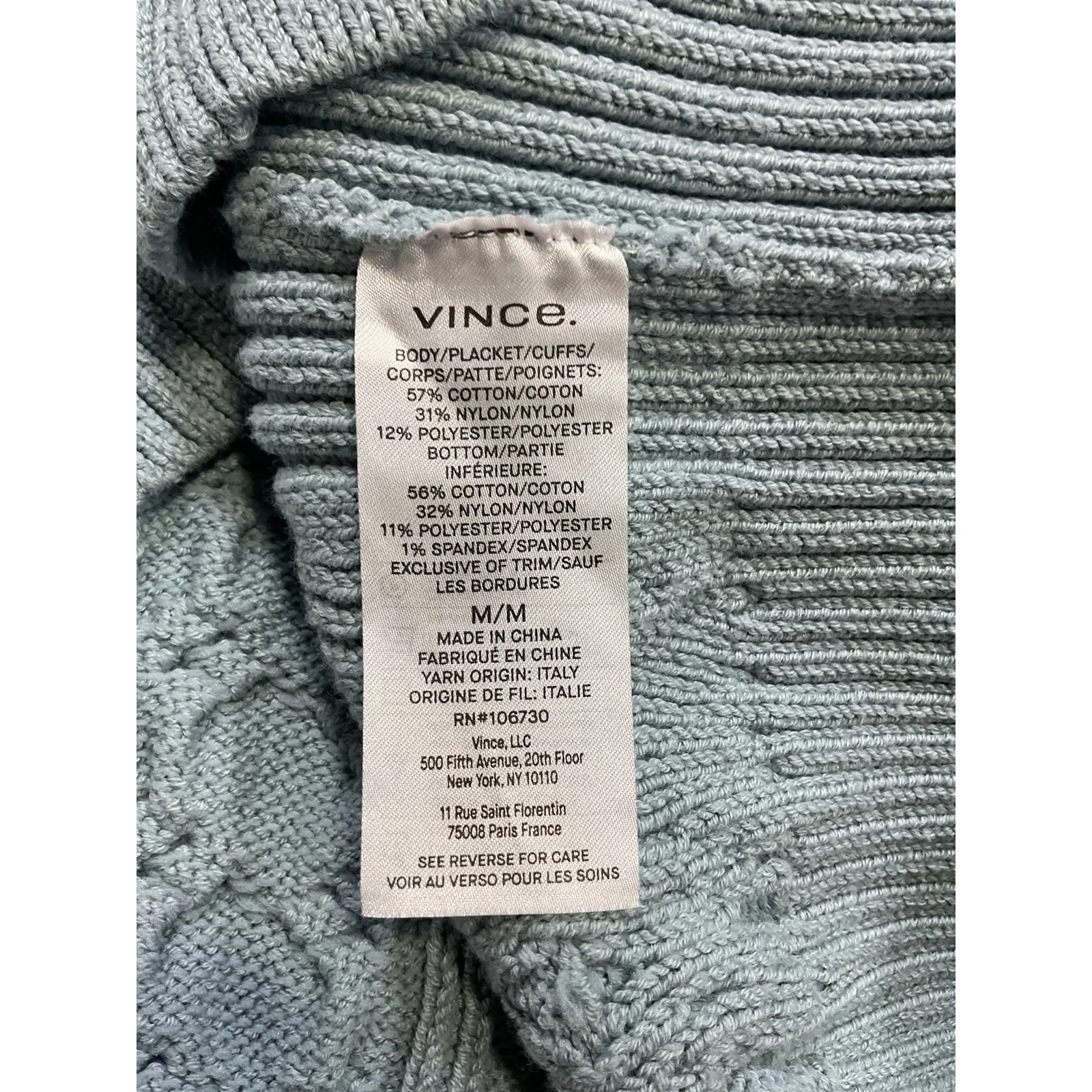 Vince 'Aran' Blue Cable Cardigan Size M - Image 5