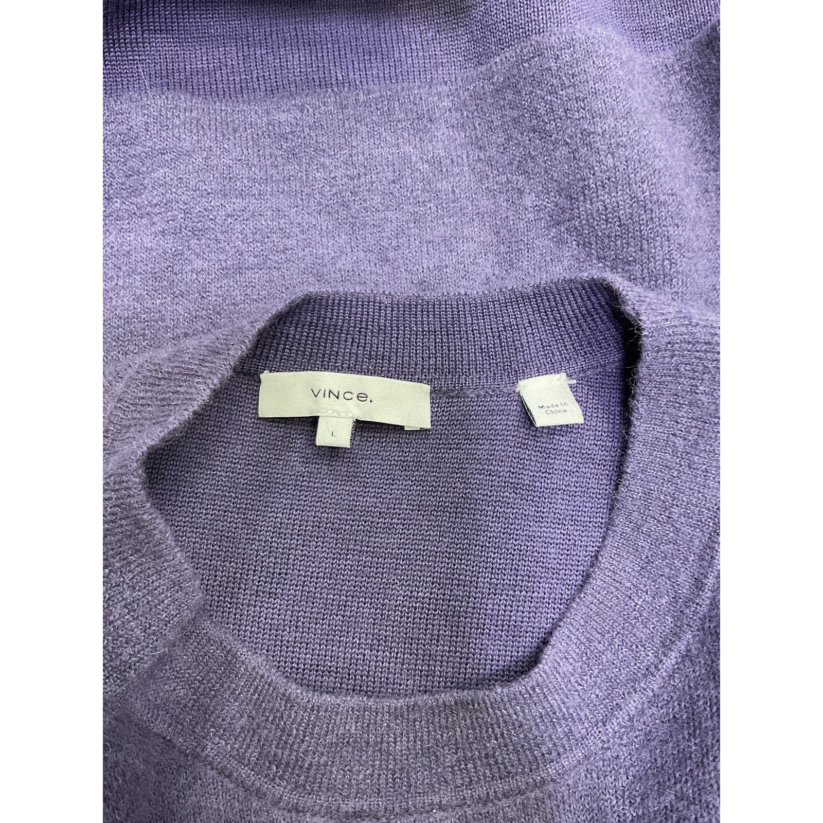 Vince Blouson Sleeve Purple Wool & Alpaca Blend Sweater Size L - Image 4