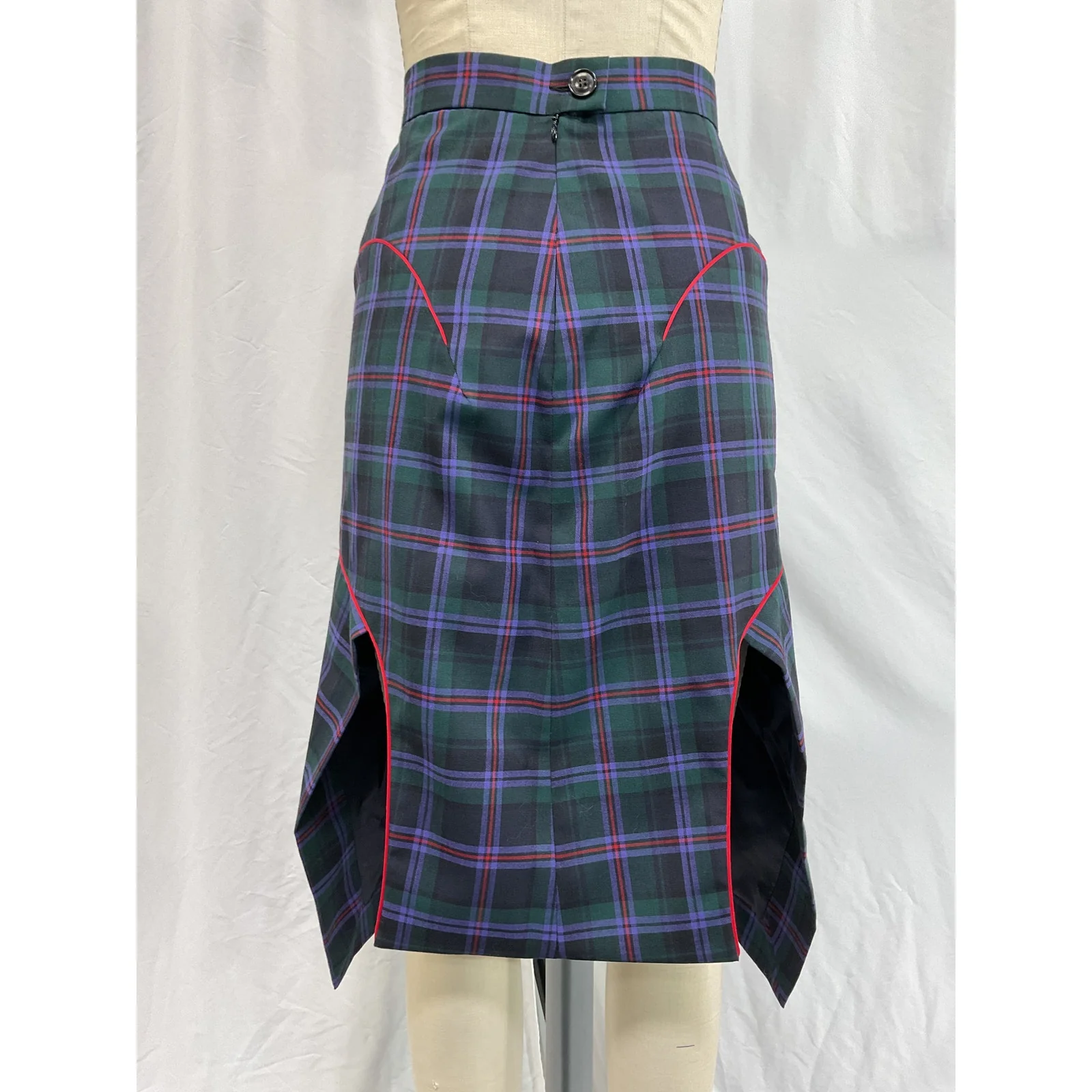 Vivienne Westwood 'Phoenix' Green Wool Tartan-Print Mid-Length Skirt Size 40 - Image 3