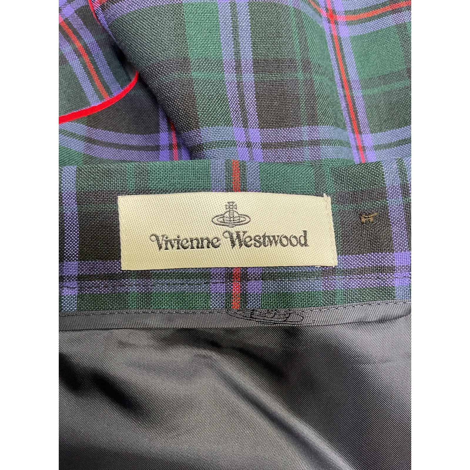 Vivienne Westwood 'Phoenix' Green Wool Tartan-Print Mid-Length Skirt Size 40 - Image 4